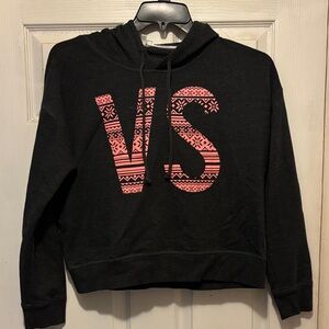 Victoria's Secret Black Sweater with Pink Pattern Size Large